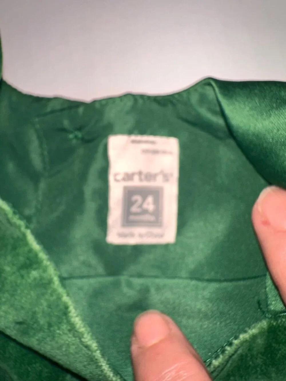 Baby Girls size 24m 24 mo Carters Holiday Green Velvet Trimmed Taffeta Carter's